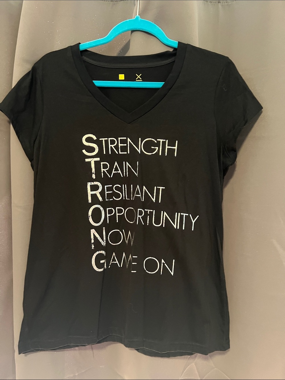 Xersion Women’s Black V-Neck Graphic Tee - STRONG